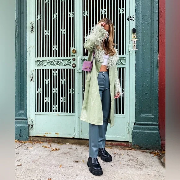 verge girl sage leather shag coat - Picture 2 of 6